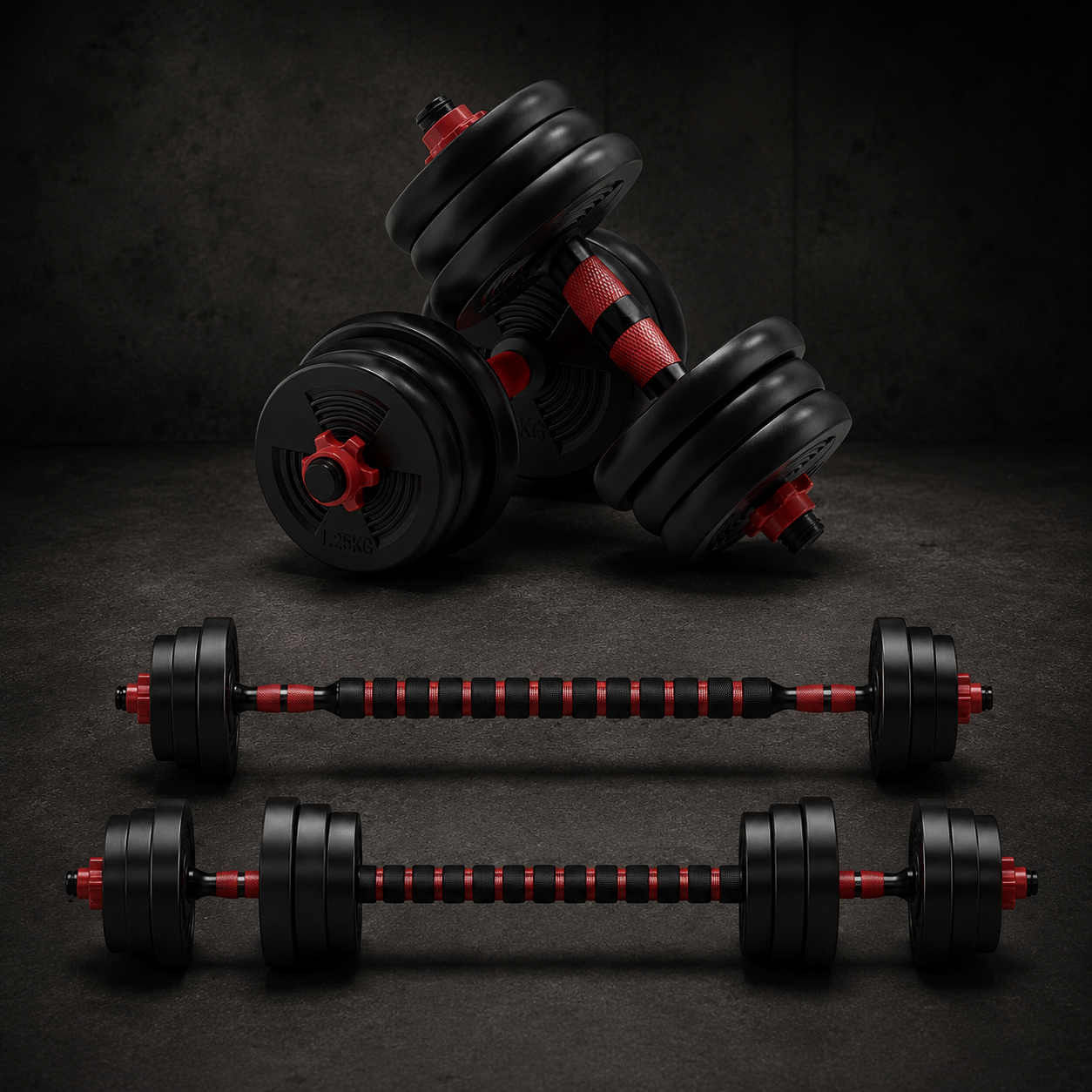 5-44lbs Adjustable Dumbbell to Barbell Set