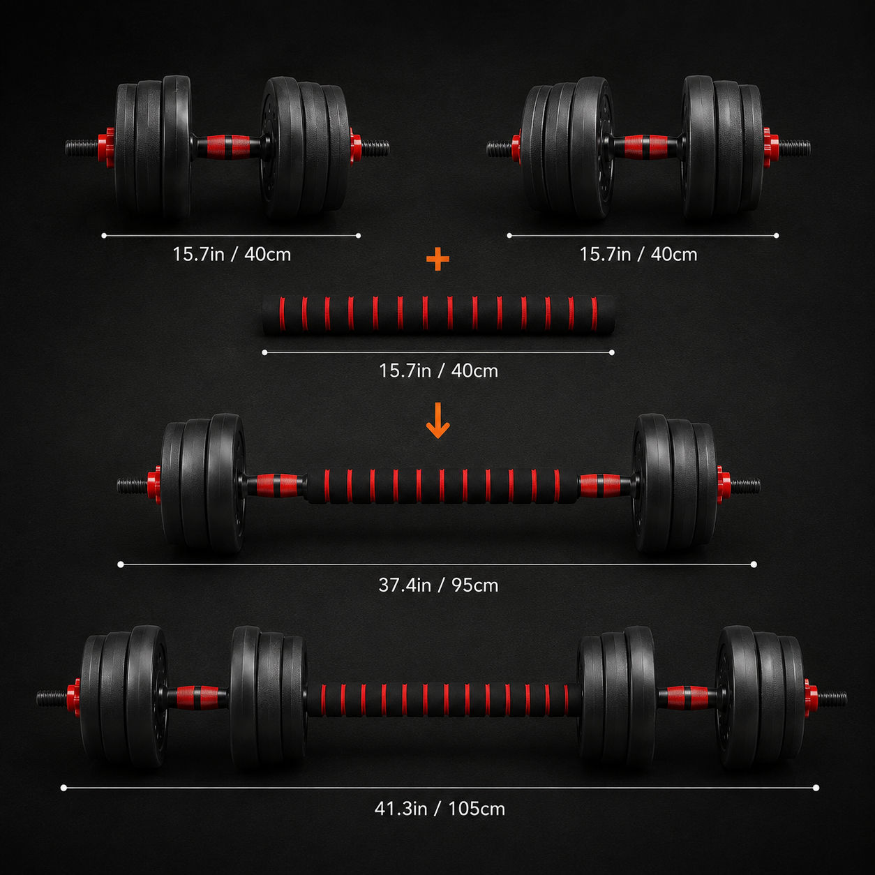 5-44lbs Adjustable Dumbbell to Barbell Set