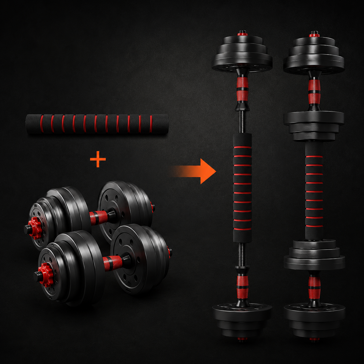 5-44lbs Adjustable Dumbbell to Barbell Set
